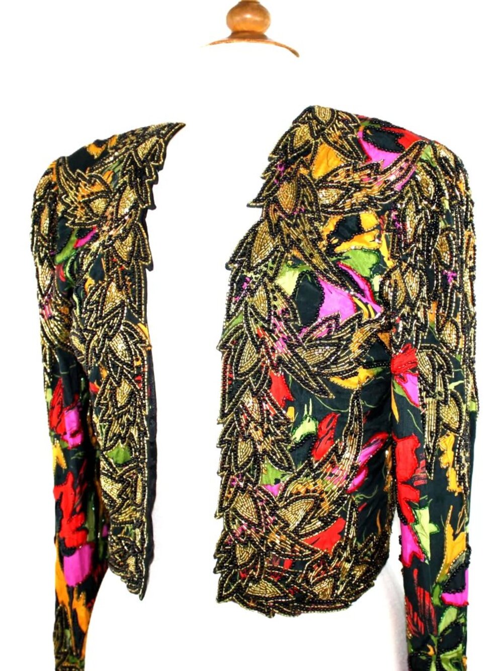 JASDEE Vintage Bolero Jacket Hand Work Beaded & Hand Print On Silk Style 2077